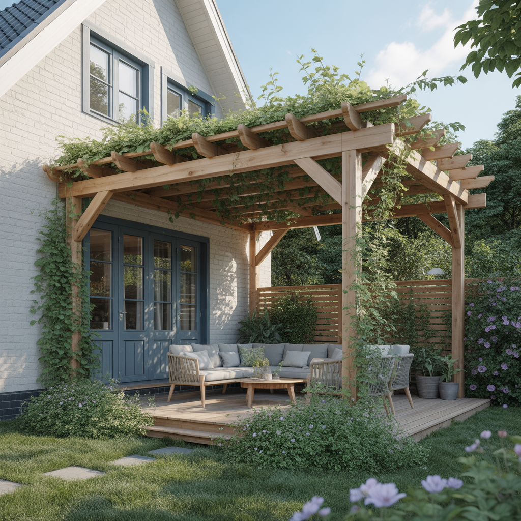 6.Sa bygger du en pergola med vaxter for naturlig skugga
